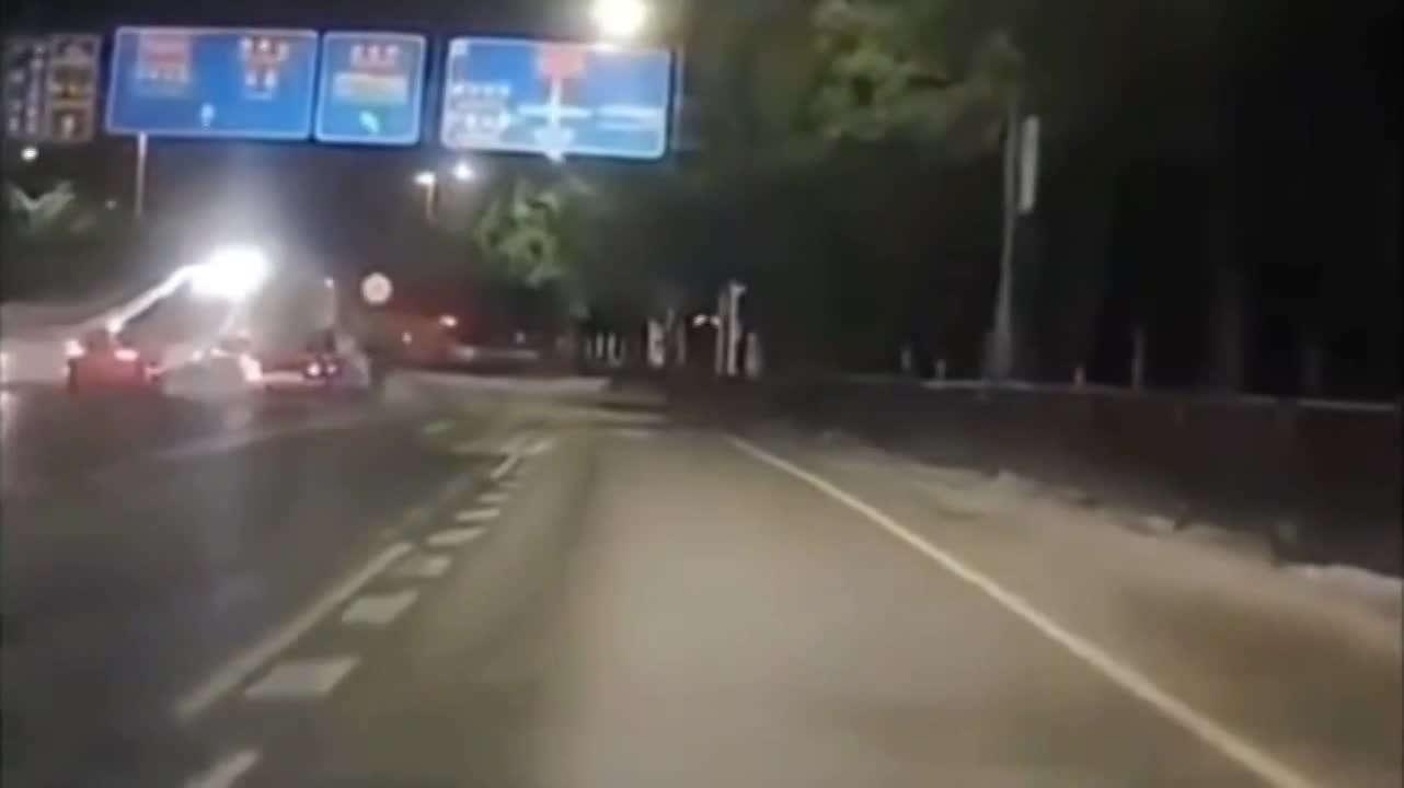 Motorcyclist Thrown Into The Air And Landed On The Road As He Crashed ...